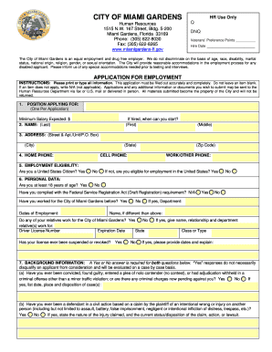 City of Miami Gardens Employment Application