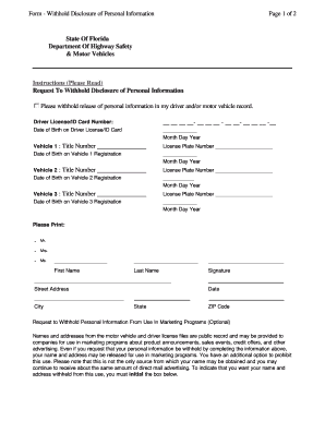 Florida Driver Privacy Protection Request