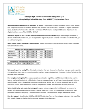 Georgia High School Graduation Test Registration Form