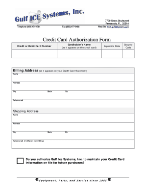 Credit Card Authorization Form