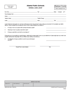 Haitian Creole Home Language Survey