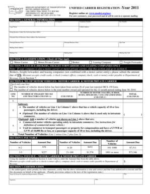 Missouri Unified Carrier Registration Form