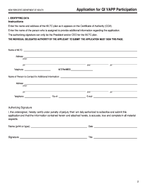 Application for QI VAPP Participation - General Instructions. Application for QI VAPP Participation - General Instructions - health ny