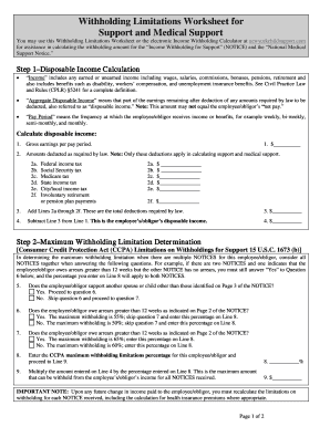 New York Child Support Withholding Limitations Worksheet