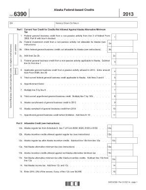 Alaska Federal Business Credit Form 6390