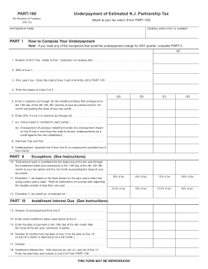 NJ Partnership Tax Underpayment Form