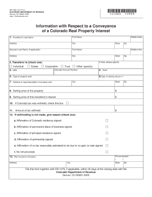 Colorado DR 1083 Real Property Transfer Form