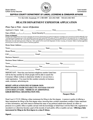 Health department expeditor application - Suffolk County Government - suffolkcountyny