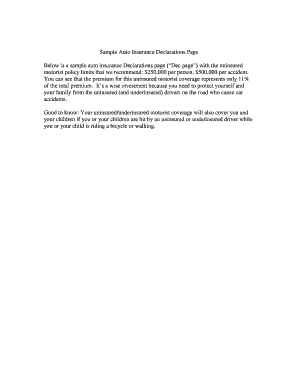 Fillable Online Sample Auto Insurance Declarations Page Fax Email Print Pdffiller Fillable Online Sample Auto Insurance Declarations Page Fax Email Print Pdffiller