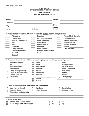 New York State Volunteer Application Form