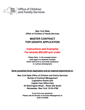 New York State Grant Application Master Contract
