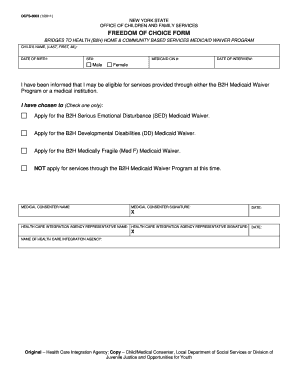 New York B2H Medicaid Waiver Program Application Form