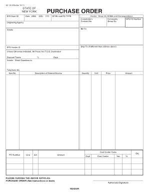 New York State Purchase Order Form AC 130