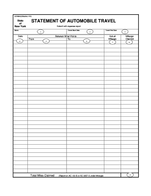 New York Automobile Travel Expense Form