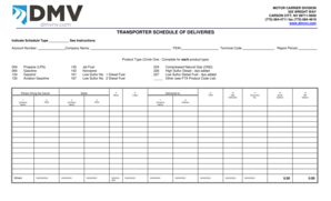 Transporter Schedule of Deliveries
