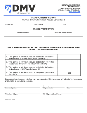 Nevada Transporter's Report