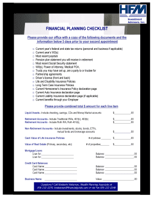 Financial Planning Checklist