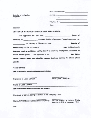 Singapore Entry Visa Application Form 14A