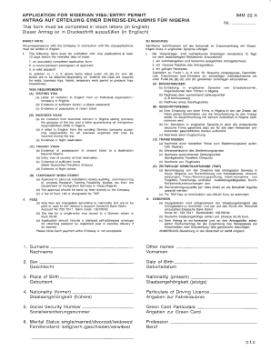 Anfrage auf Erteilung einer Einreiseerlaubnis für Nigeria