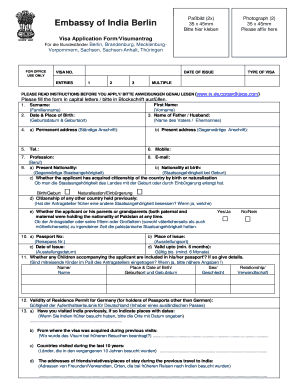 Visumantrag für Indien