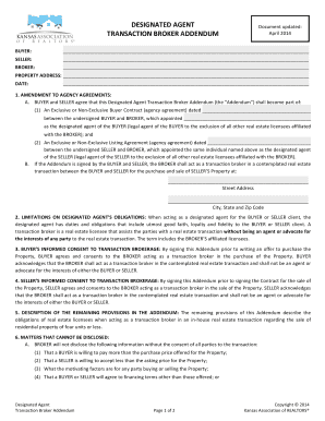 Designated Agent Transaction Broker Addendum