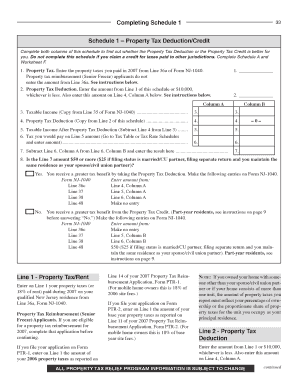 New Jersey Property Tax Deduction/Credit Schedule