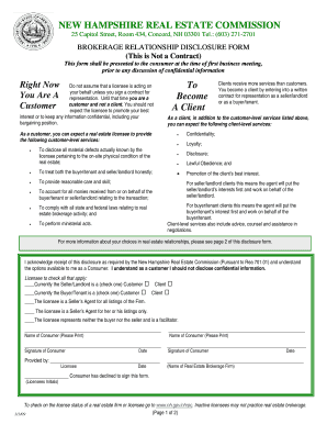 New Hampshire Brokerage Relationship Disclosure Form
