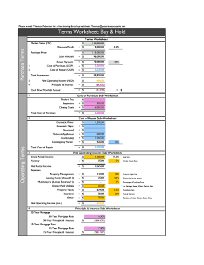 Real Estate Investment Terms Worksheet