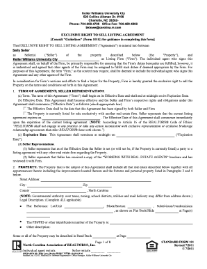 Exclusive Right to Sell Listing Agreement