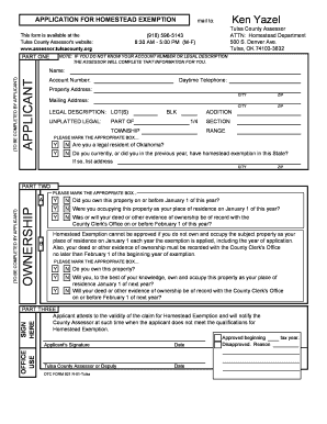 Oklahoma Homestead Exemption Application
