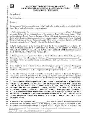 Brokerage Fee Agreement for Unlisted Properties