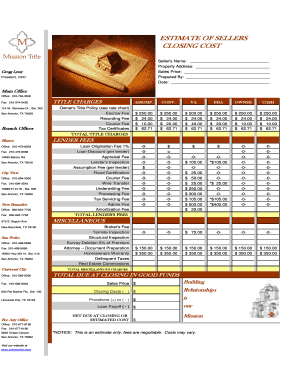 Seller's Closing Cost Estimate