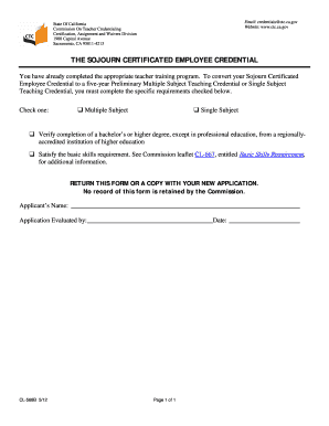Sojourn Certificated Employee Credential Conversion Form