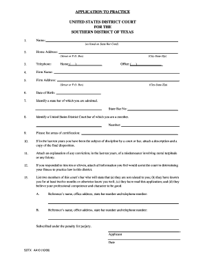 Application to Practice in US District Court