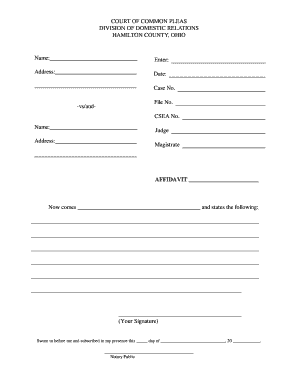 Affidavit for Domestic Relations