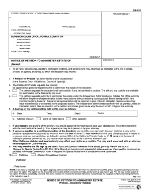 Notice of Petition to Administer Estate