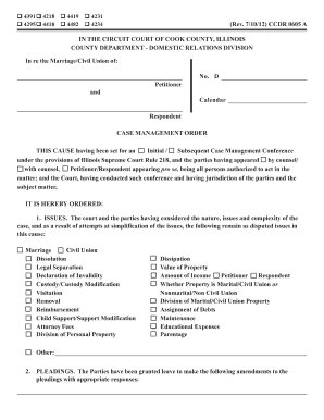 Illinois Case Management Order