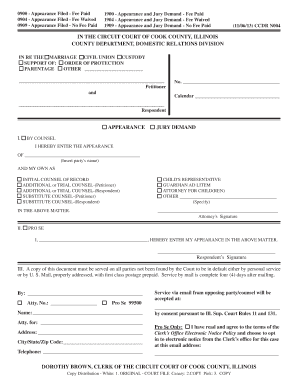 Illinois Domestic Relations Appearance Form