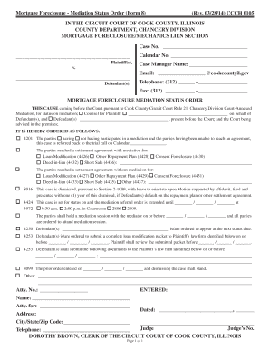 Mortgage Foreclosure Mediation Status Order