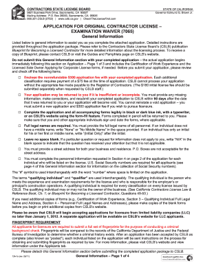 California Contractor License Application