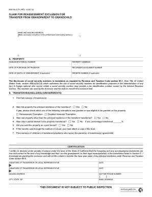 California Grandparent-Grandchild Reassessment Exclusion Form