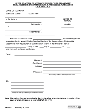 Notice of Appeal to Appellate Division
