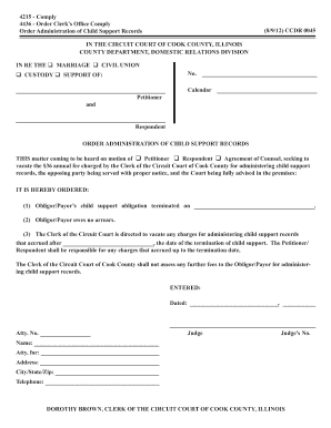 Order Administration of Child Support Records