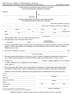 Petition for Probate of Will and Letters of Administration