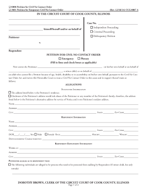 Petition for Civil No Contact Order