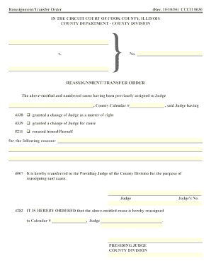 Reassignment/Transfer Order