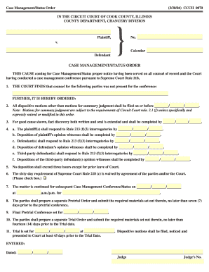 Case Management Status Order