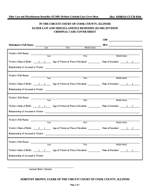 Criminal Case Cover Sheet