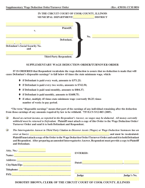 Supplementary Wage Deduction Order