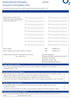 Mobile Number Portability Authorization Form